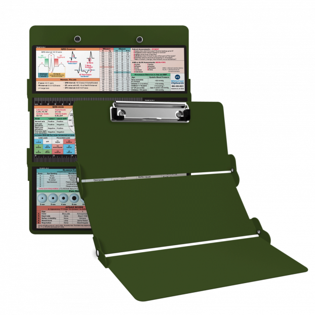 WhiteCoat Clipboard® Trifold  - Army Green EMT Edition